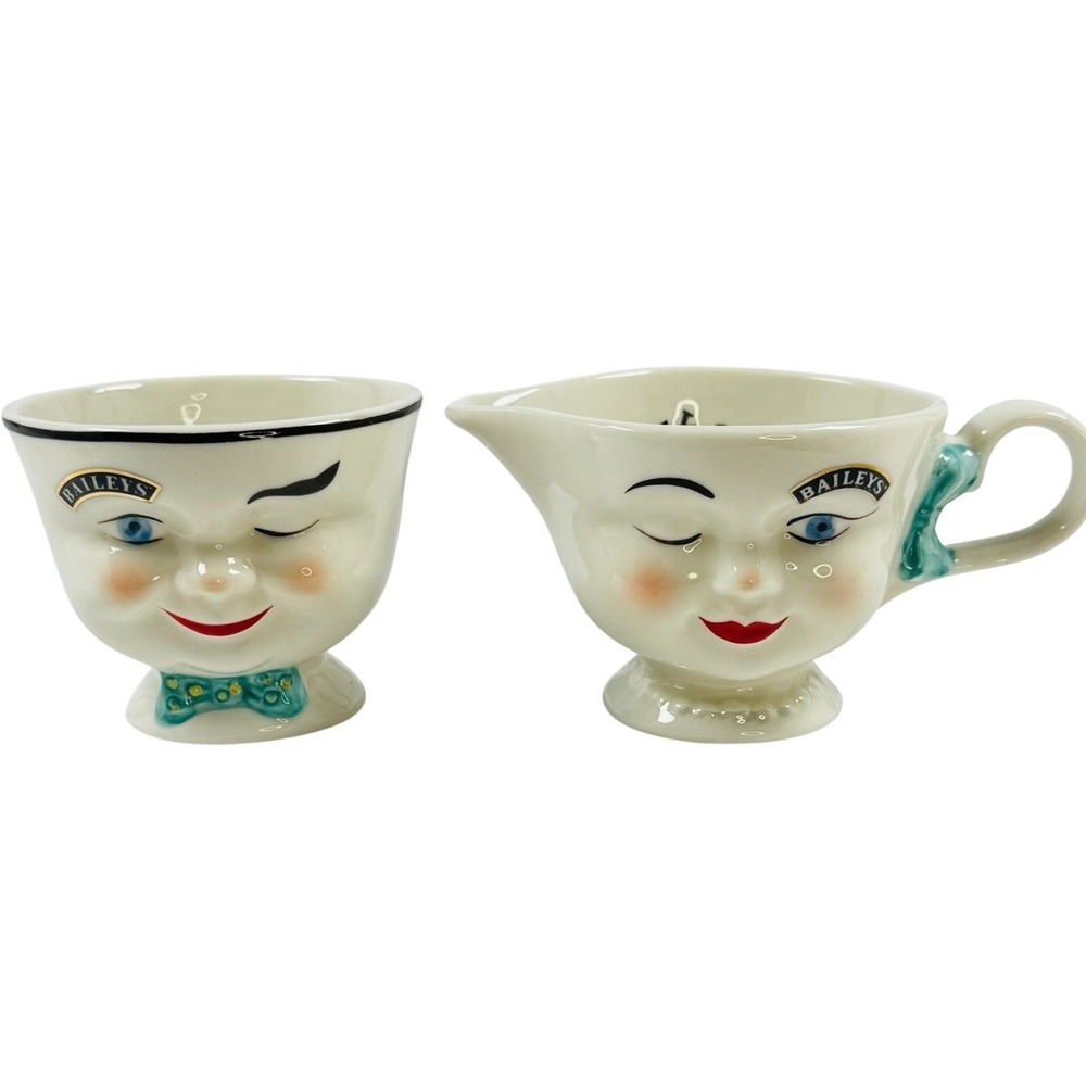 Baileys Irish Cream Winking Face Cream n Sugar Bowl Set Ltd Ed 96 Coffee Station